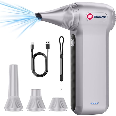 Compressed Air Duster, Ergonomic Design 250,000 RPM Compressed Canned Air Alternative, 3-Gear Powerful Blower for Computer Keyboard, PC Cleaning,Appliance,Car,Home and Outdoor
