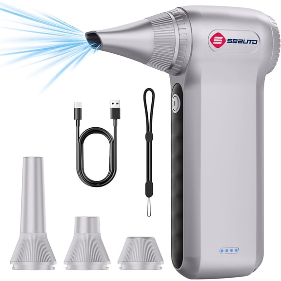 Compressed Air Duster, Ergonomic Design 250,000 RPM Compressed Canned Air Alternative, 3-Gear Powerful Blower for Computer Keyboard, PC Cleaning,Appliance,Car,Home and Outdoor