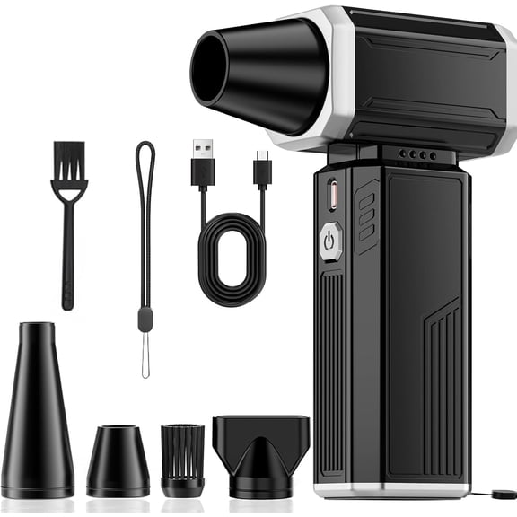 Compressed Air Duster, Super Power Adjustable Speed Cordless Air Duster Turbo Mini Blower with Rechargeable for PC Cleaning Kit Keyboard Cleaner Dust Blower for Computer House Outdoor and Car