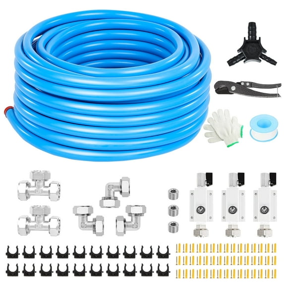 Compressed Air Line Kit 3/4”×100FT, Air Line Kit, Shop Air Compressor, HDPE-Aluminum-HDPE Piping, Leak-Proof, for Air Compressor Fittings, Suitable for Shop, Factories, Garages