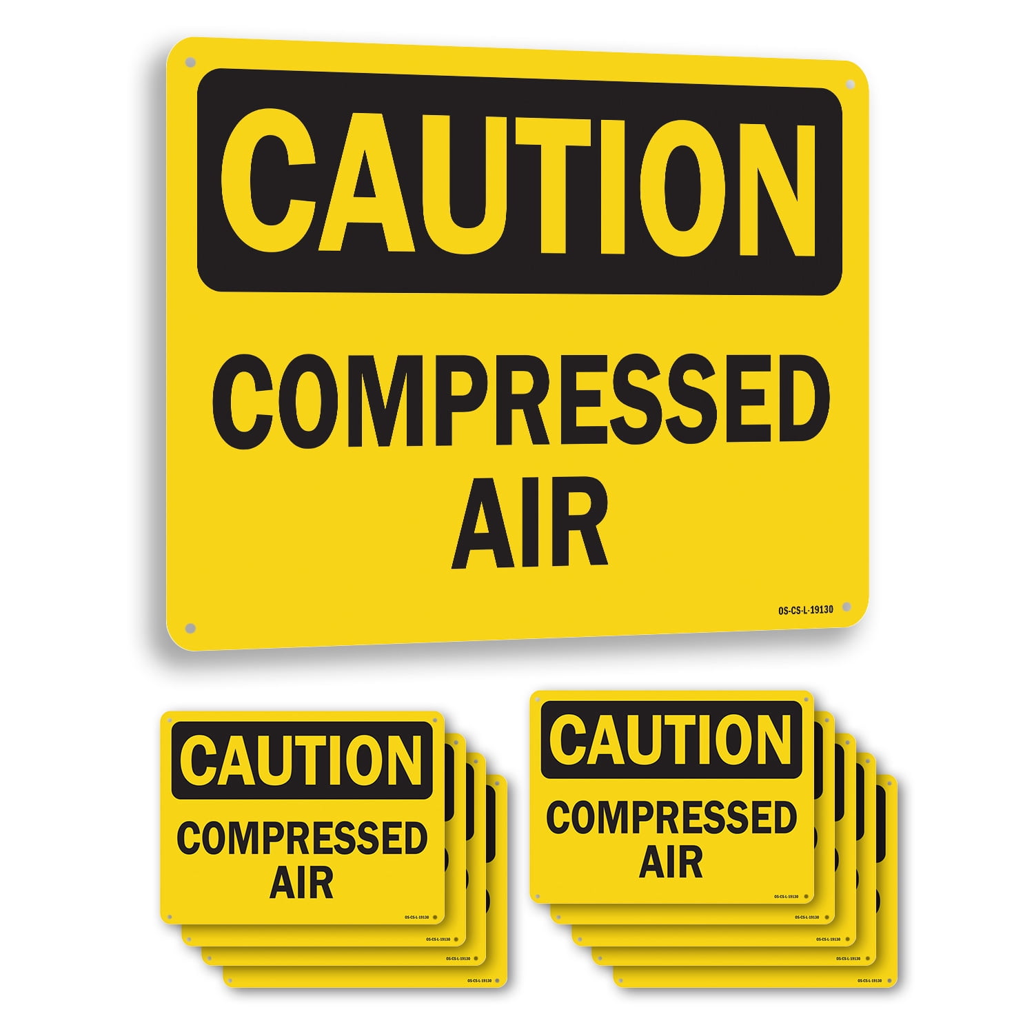 Compressed Air OSHA Caution Aluminum Sign 18 Inch x 12 Inch - 10 Pack ...