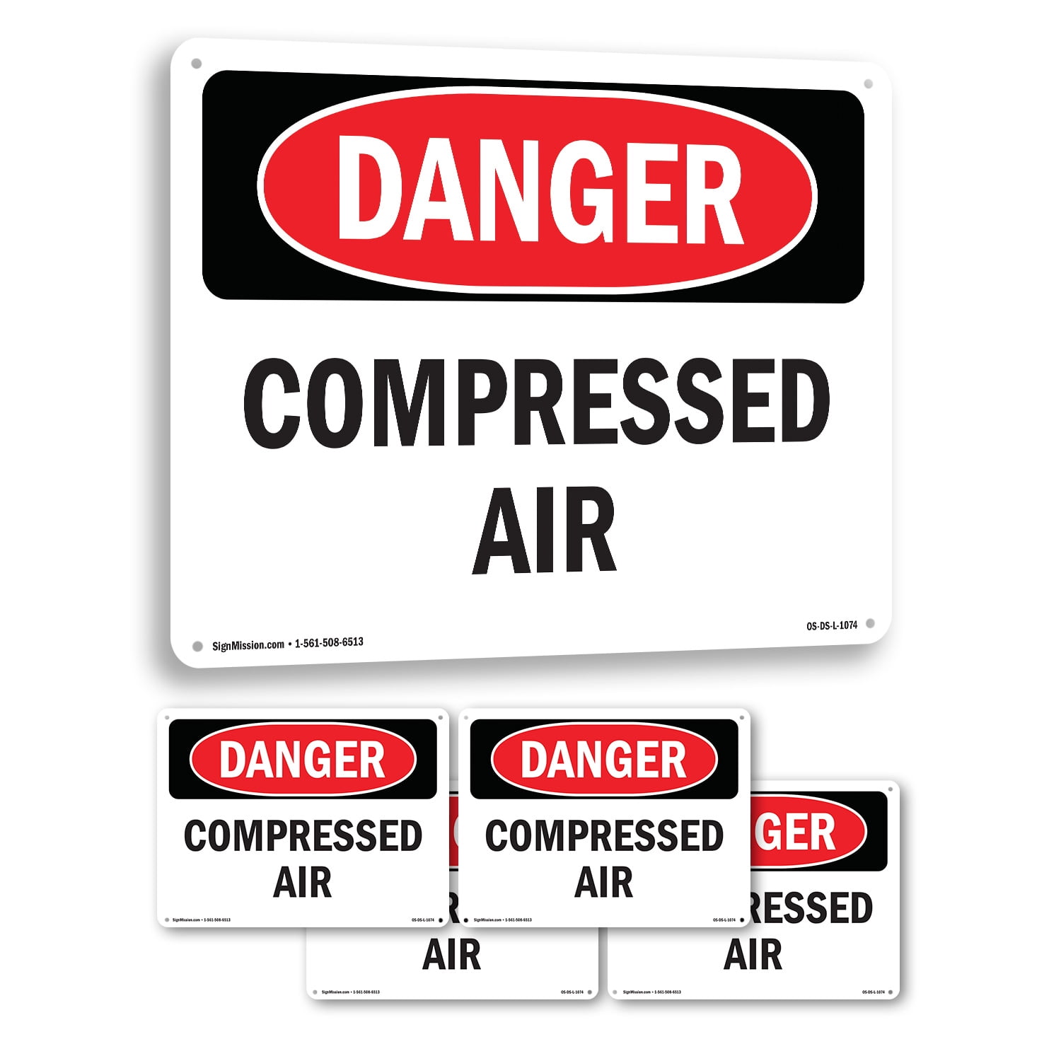 Compressed Air OSHA Danger Aluminum Sign 18 Inch x 12 Inch - 5 Pack ...