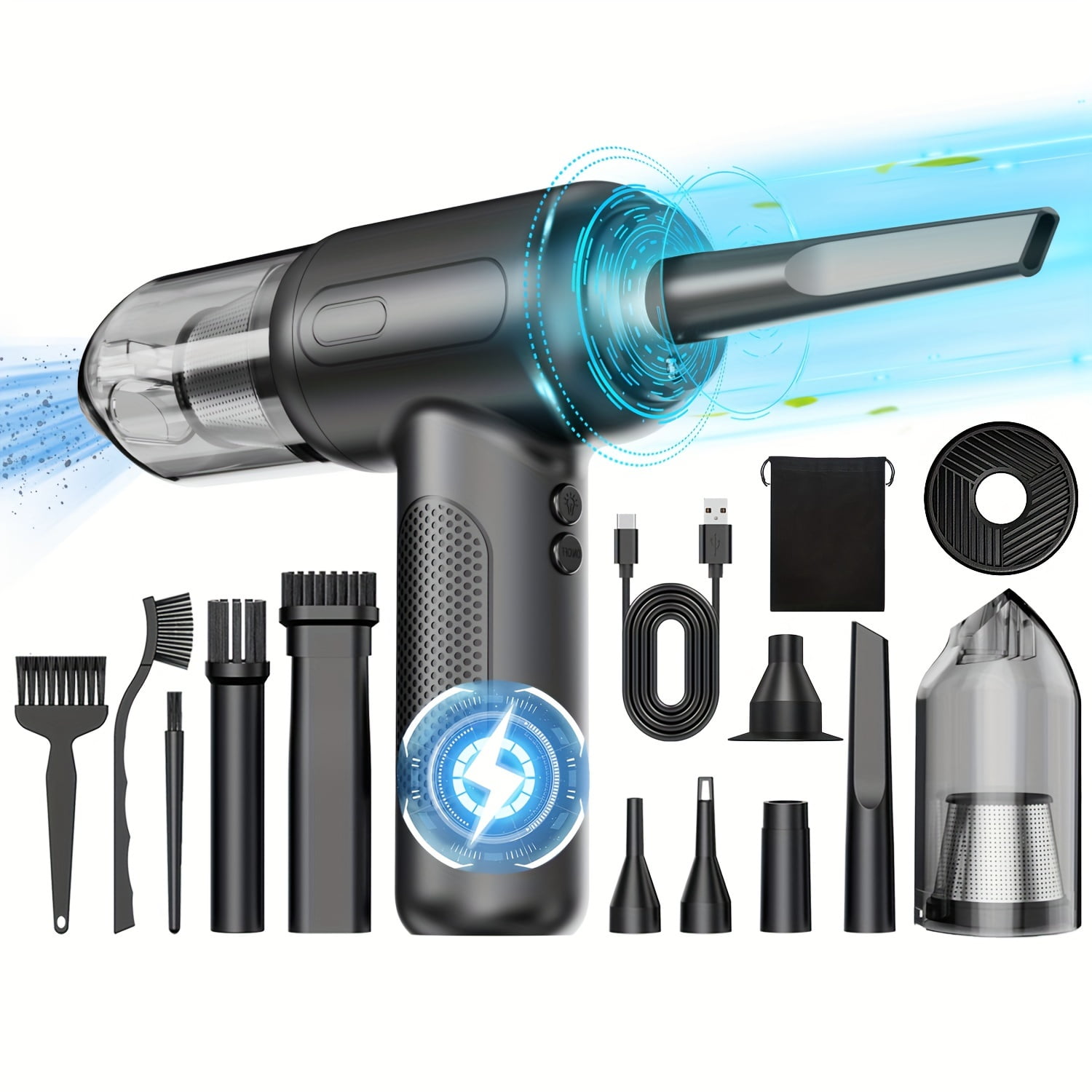 Compressed Air Vacuum, 4 In 1 Air Duster Computer Mini Vacuum Cleaner