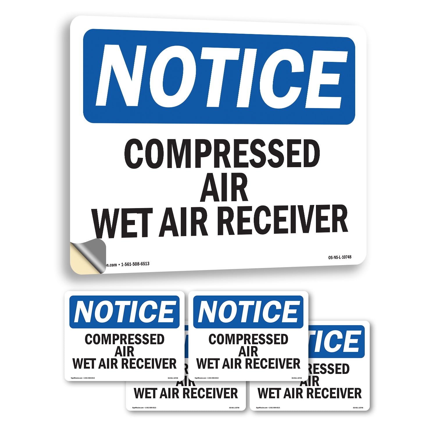 Compressed Air Wet Air Receiver OSHA Notice Vinyl Decal Label 18 Inch x ...