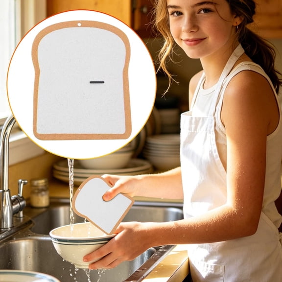 Compressed Cellulose Dish Scrub Sponge - Toast Shape Expanding Kitchen Scourer - Wood Pulp Cleaning Sponge - XX Face