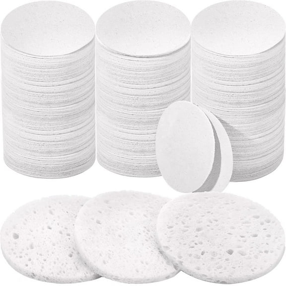 Compressed Exfoliating Pads,Topboutique White Facial Sponges for Daily Facial Cleansing and Makeup Removal,Natural Cellulose Spa Sponges for Face Cleansing and Massage,50-Count,White