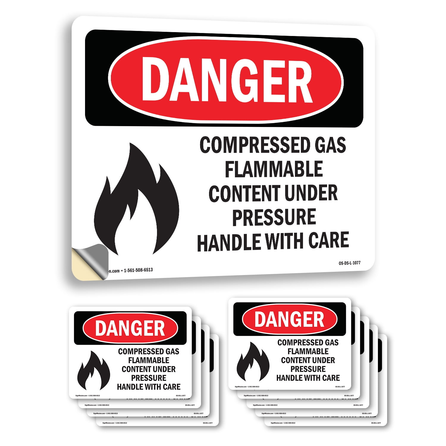Compressed Gas Flammable Content OSHA Danger Vinyl Decal Label 24 Inch ...