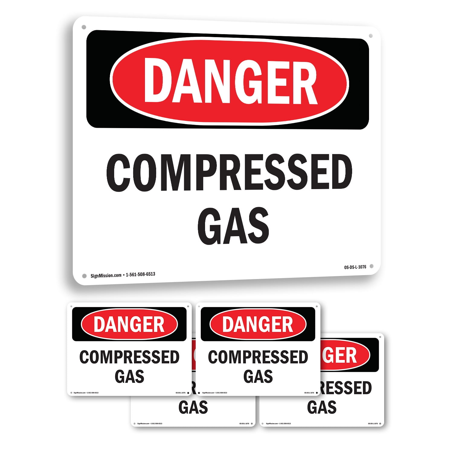 Compressed Gas OSHA Danger Aluminum Sign 10 Inch x 7 Inch - 5 Pack ...
