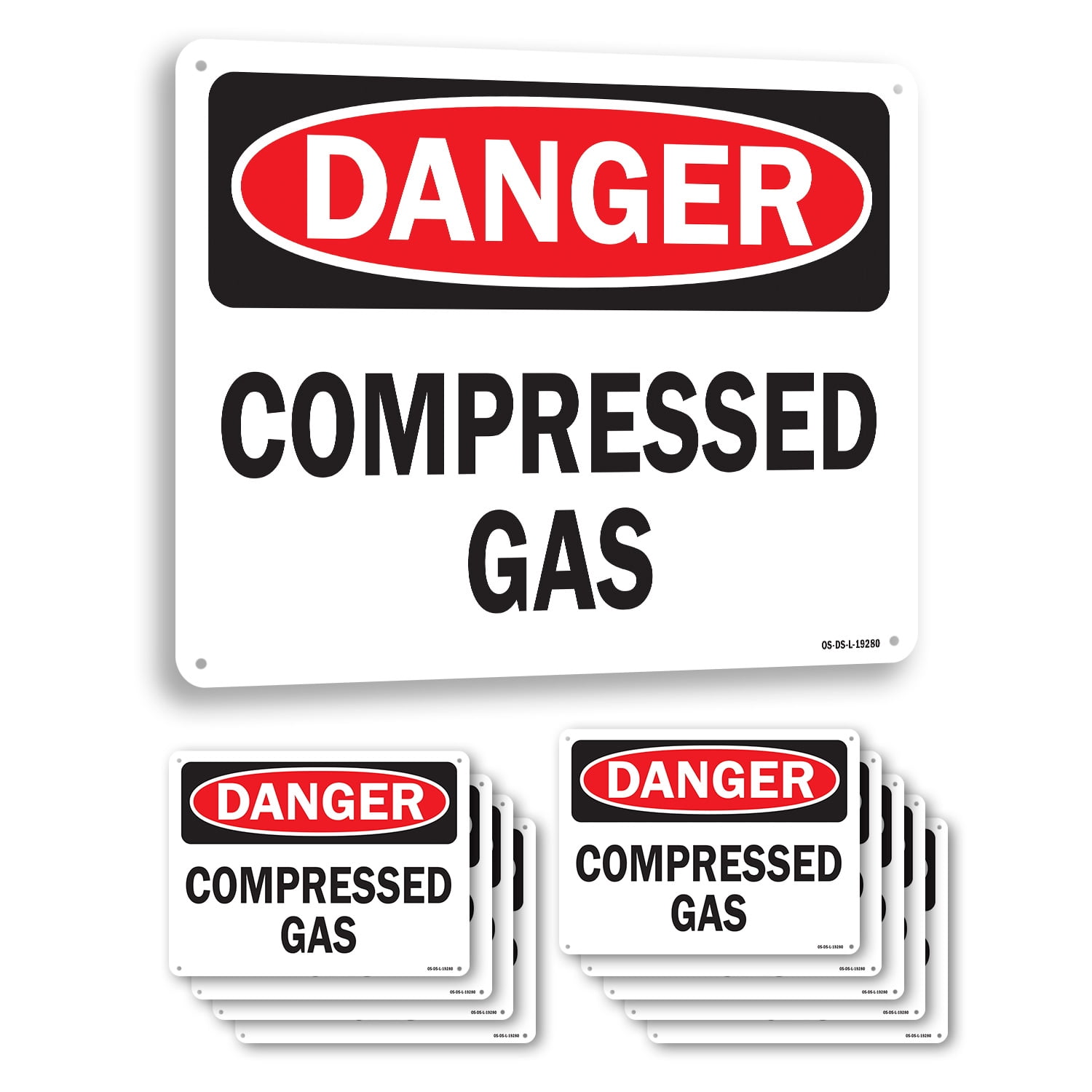 Compressed Gas OSHA Danger Aluminum Sign 18 Inch x 12 Inch - 10 Pack ...