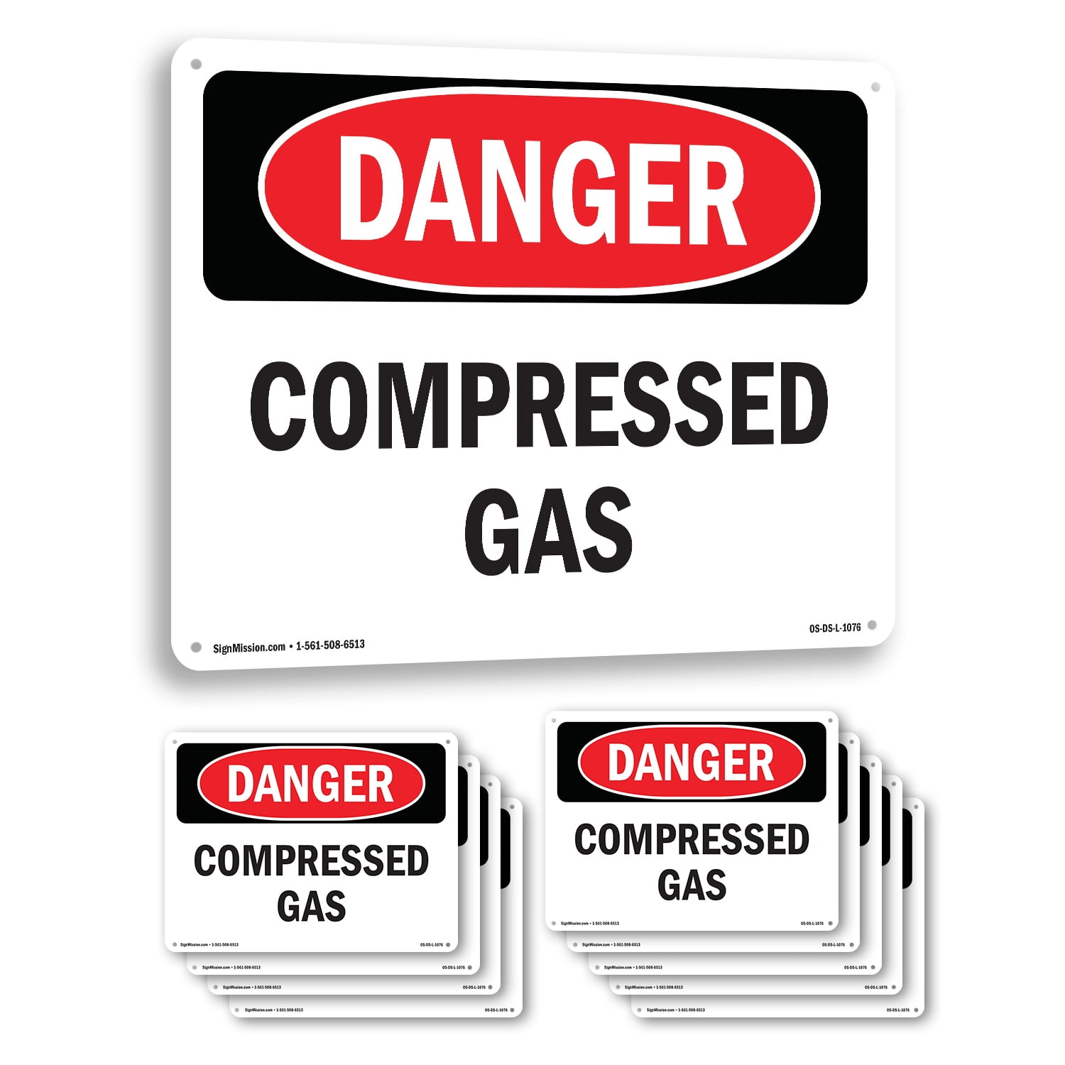 Compressed Gas OSHA Danger Aluminum Sign 24 Inch x 18 Inch - 10 Pack ...