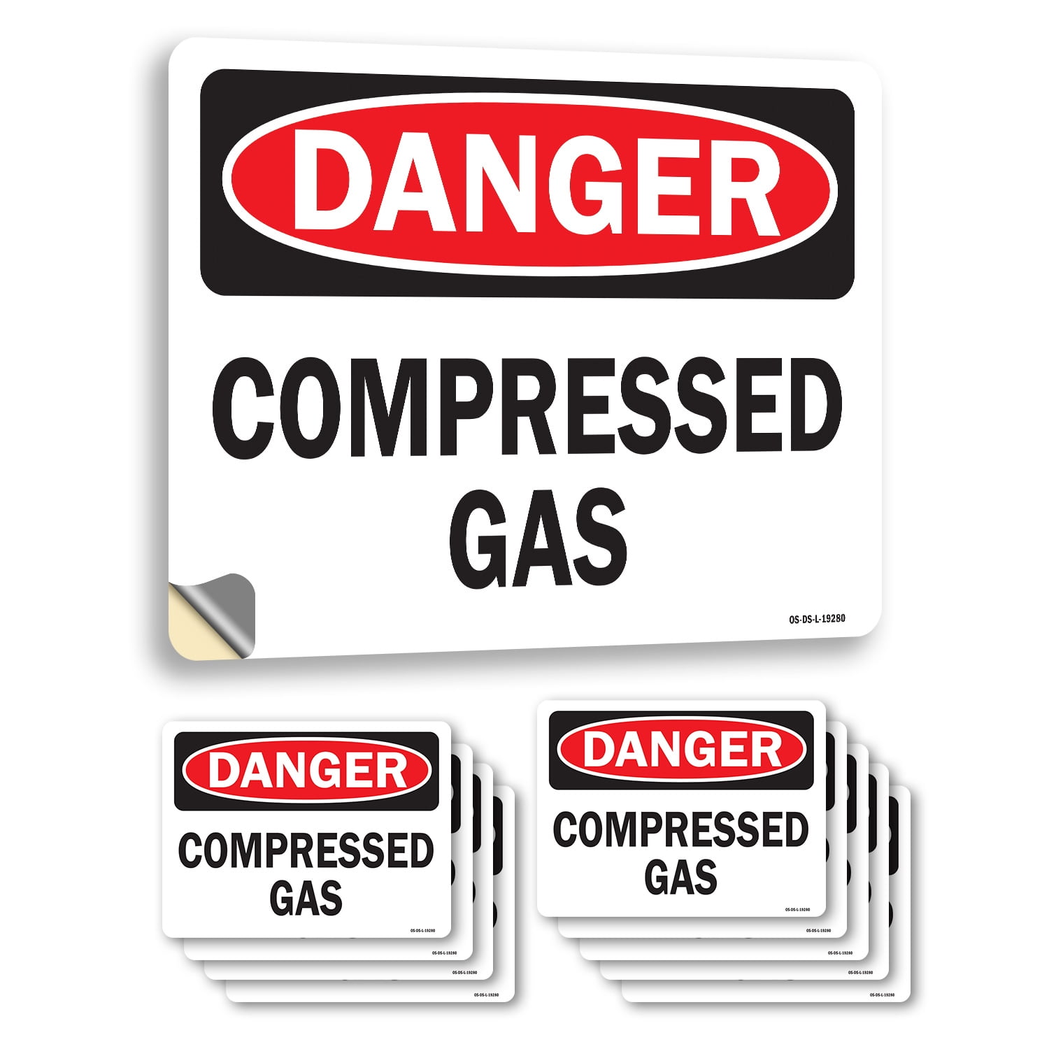 Compressed Gas OSHA Danger Vinyl Decal Label 10 Inch x 7 Inch - 10 Pack ...