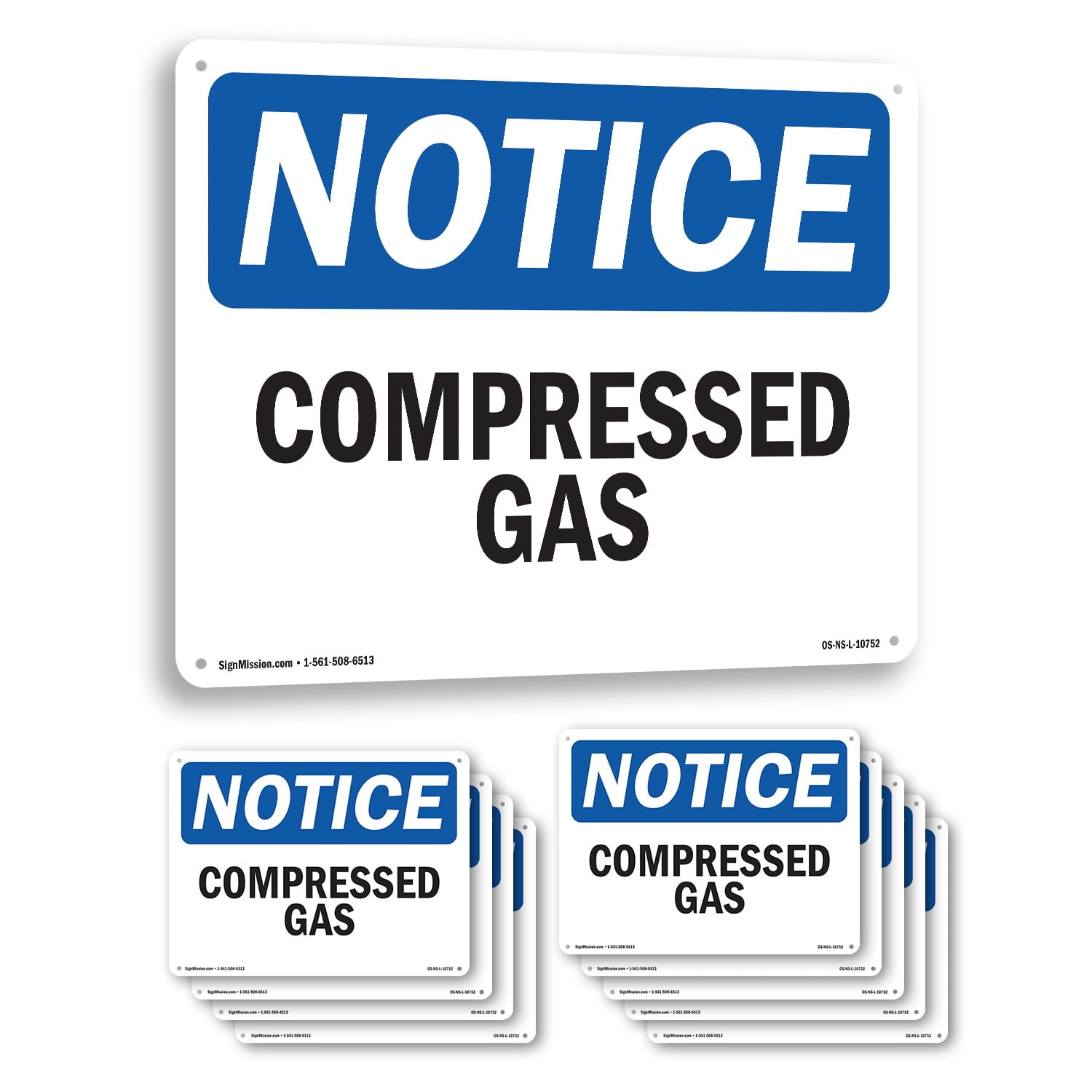 Compressed Gas OSHA Notice Aluminum Sign 18 Inch x 12 Inch - 10 Pack ...
