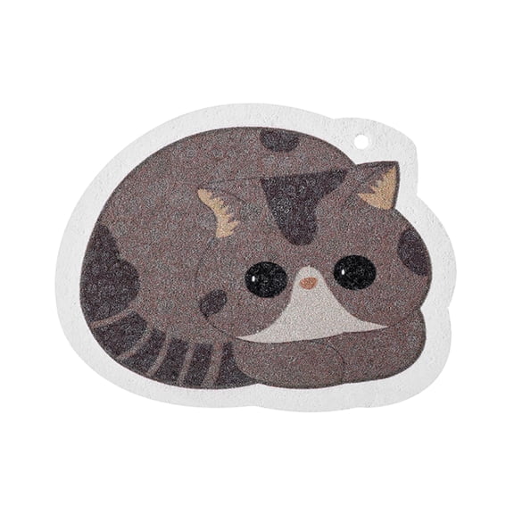 Compressed Kitchen Sponge, Cat Pattern Absorbent Dish Scrubber for Pot and Pan Cleaning, Reusable Non-Scratch Cellulose Scrub Brush for Household Dishwashing, Gray