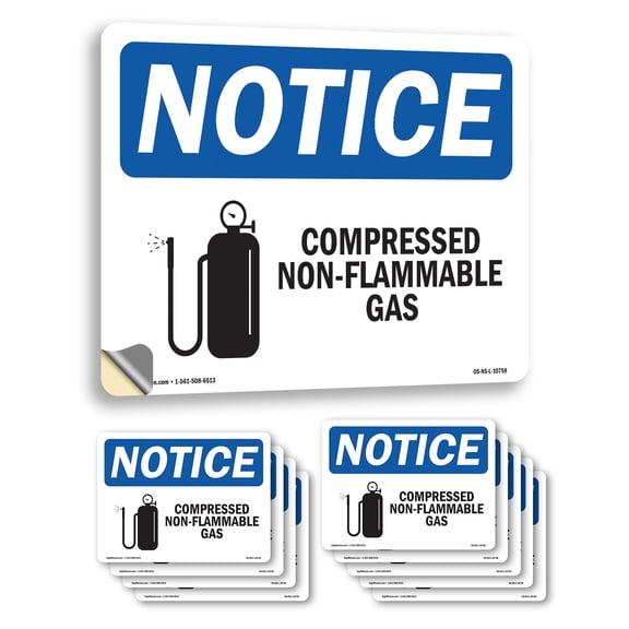 Compressed Non OSHA Notice Vinyl Decal Label 24 Inch x 18 Inch - 10 Pack