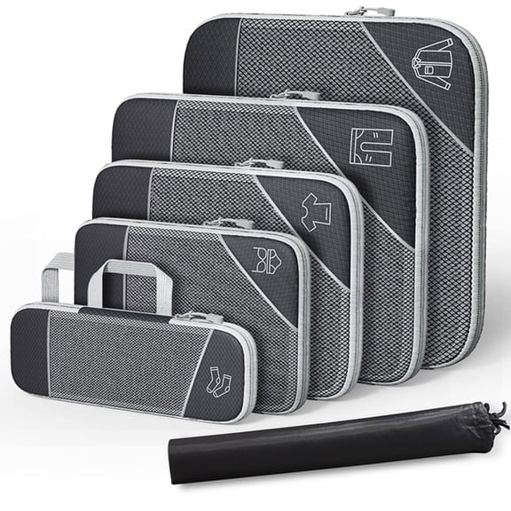 Compressed Packing Cubes Travel Storage Bag Set Mesh Visual Luggage Organizer Portable Lightweight Suitcase Pouch