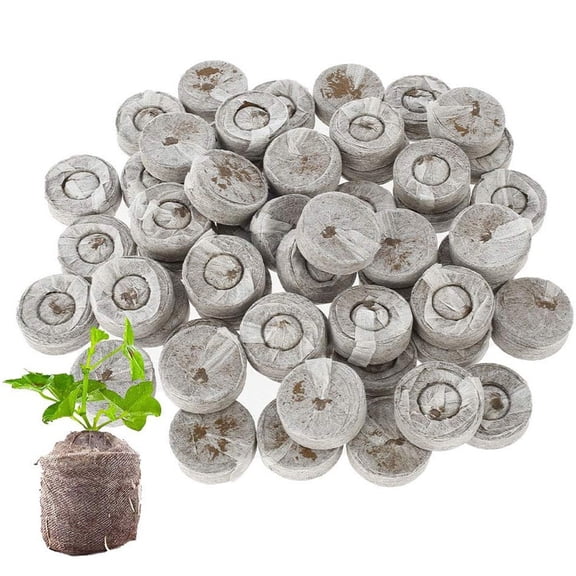 Compressed Peat Pellets Seed Starting Plugs, Non-woven Fabric Coco Coir Nutrient Soil Blocks, Plant Seedling Compression Growing Sponges for Garden Flower Vegetable Seeding Germination