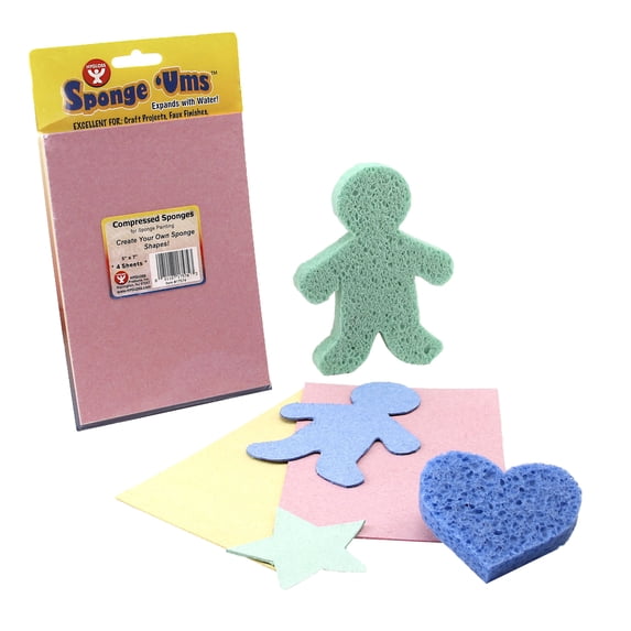 Hygloss Compressed Sponge Sheets, 5" x 7", 4 Sheets