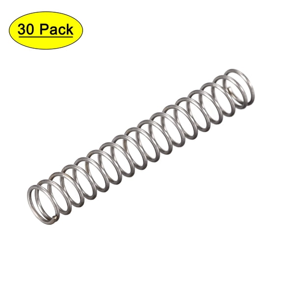 Compressed Spring,3mm OD, 0.3mm Wire Size, 2mm Compressed Length, 30mm Free Length,2.6N Load Capacity,Gray,30 pcs
