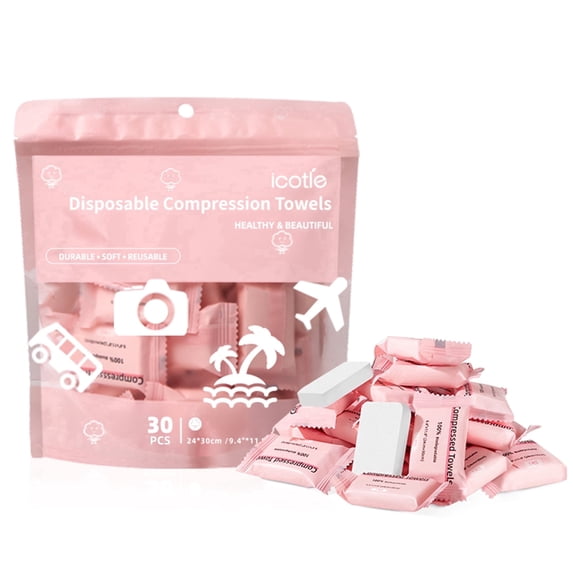 Icotle Compressed Disposable Face Towel 30 Count