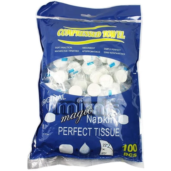 Compressed Towel, Baby Wipes Wet Wipes Travel Disposable Napkins Mini Magic Coin Tissues Portable for Camping Home Beauty Travel Sports Outdoor, 100 Count Expand to 8.7 x 7.9