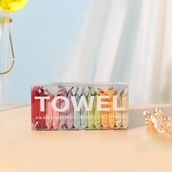 Compressed Towel Washcloths | 14 Pack Disposable Face Bath Towels | 98% Cotton Multicolor | Thick, Portable, Highly Absorbent, Hygienic | 14x6.5cm | Travel, Home, Cleaning