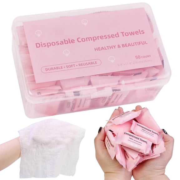 Compressed Towels Disposable Face Cloths, Portable Cotton Coin Tissue Pack, Soft Thick Expandable Wash Towels for Travel, Home, Camping, Outdoor, Gym, Makeup Removal