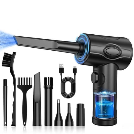 Compressed air Duster - 100000RPM Cordless Air Blower for Keyboard Cleaner,Air Duster Electric with LED Light, Rechargeable Air Dusters 3 Adjustable Speeds Car Dusters