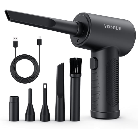 Compressed air Duster - 120000RPM 3 Speeds Electric Air Duster, 7600mAh Battery Cordless Dust Blower for Keyboard Cleaner,Rechargeable Air Blower AIC Can for Office Computers (Black, 120000RPM)