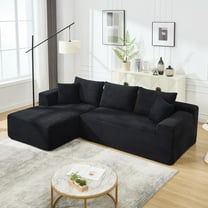 Compressed sofa, 108.85*68.3*25.59INCH,L-shaped combination sofa, striped, suitable for various room types, Black