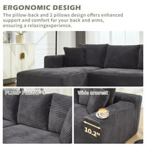Compressed sofa,  108.85*68.3*25.59INCH,L-shaped combination sofa, striped, suitable for various room types, Gray