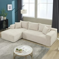 Compressed sofa,108.85*68.3*25.59INCH, L-shaped combination sofa, striped, suitable for various room types, white