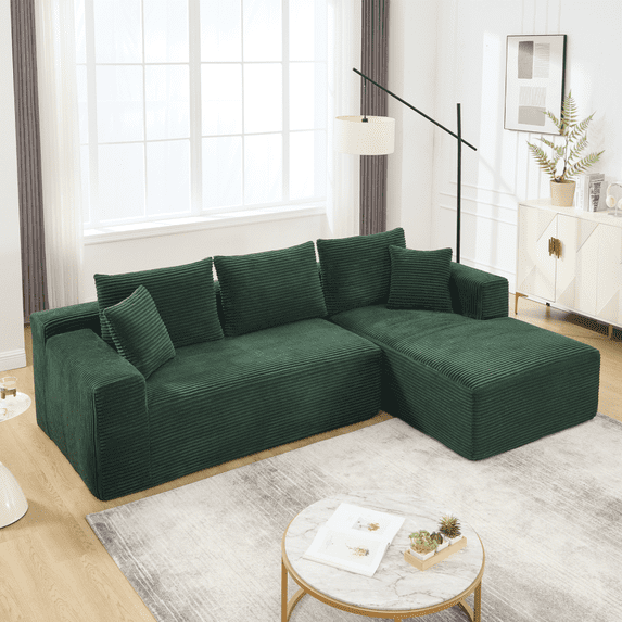 Compressed sofa, 46.8*15.7*14.96 inches, L-shaped combination sofa, striped, suitable for various room types, cyan