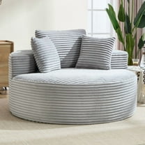 Compressed sofa, 56.69*14.76*14.17 inches,Circular base , striped, suitable for various room types, with three cushions, Gray