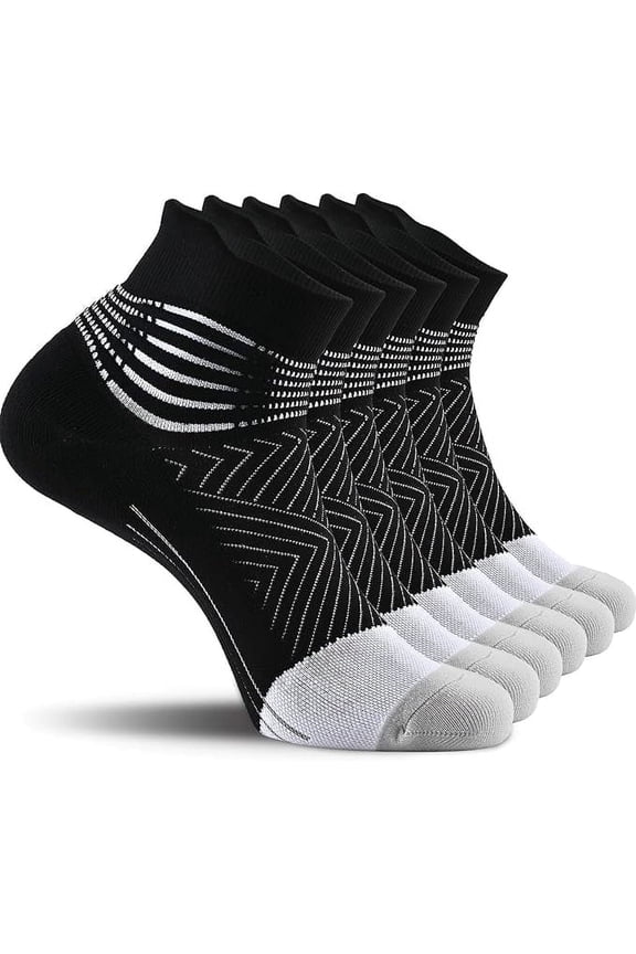 Compression Ankle Support Socks Women - Coolmax Wicking, Cushioned Athletic, Plantar Fasciitis Relief Black,3 Pairs,Large