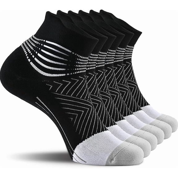 Compression Ankle Support Socks Women - Coolmax Wicking, Cushioned Athletic, Plantar Fasciitis Relief Black,3 Pairs,Small