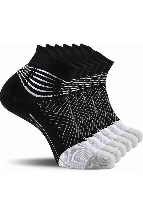 Compression Ankle Support Socks Women - Coolmax Wicking, Cushioned Athletic, Plantar Fasciitis Relief Black,3 Pairs,Small