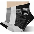 thumbnail image 1 of Compression Ankle Support Socks Women - Coolmax Wicking, Cushioned Athletic, Plantar Fasciitis Relief Black+White+Grey,6 Pairs,Medium, 1 of 6
