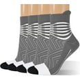thumbnail image 1 of Compression Ankle Support Socks Women - Coolmax Wicking, Cushioned Athletic, Plantar Fasciitis Relief Grey,2 Pairs,Large, 1 of 6