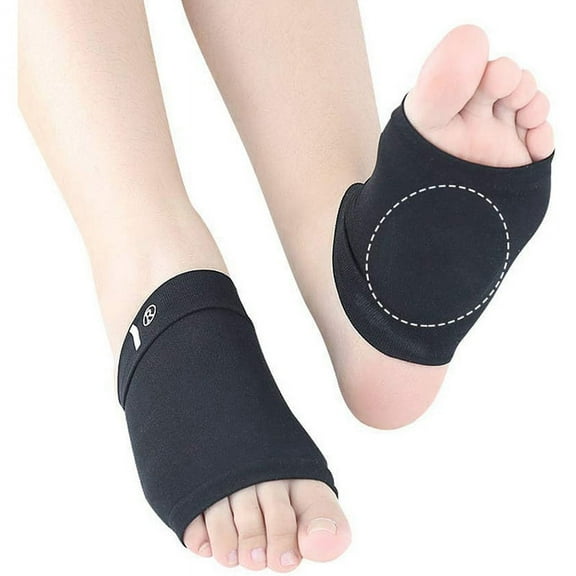Compression Arch Support with Pad,Arch Brace for Flat Feet Cushions for Women & Men, Plantar Fasciitis Sleeves Shoe Insert Insole, Helps Foot Black