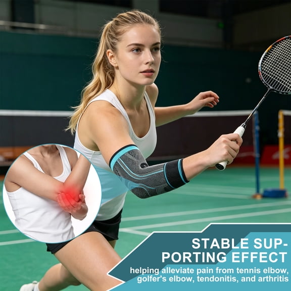 Elbow Brace Compression Sleeve with Adjustable Strap, Breathable Knitted Elbow Support for Tennis Elbow, Tendonitis, Arthritis, Sports & Daily Use