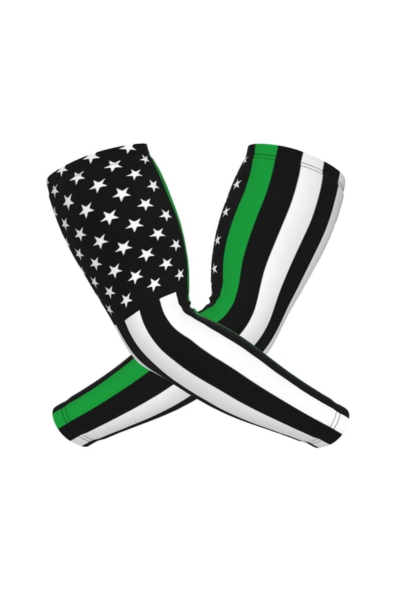 Compression Arm Sleeves Cooling For Men Women Thin Green Line Flag Sun Protection Sleeve Baseball Athletic Basketball Sleeve Cover