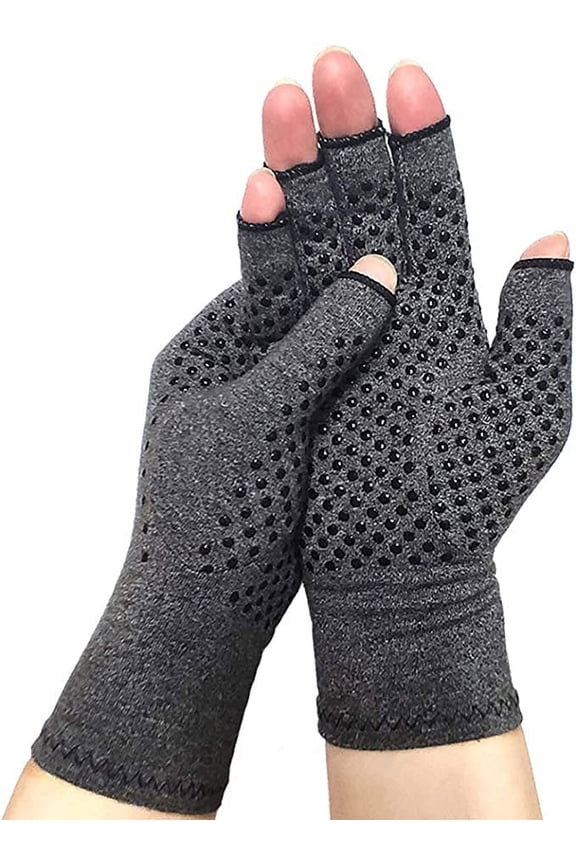 Compression Gloves with Grips Fingerless Compression Gloves for Women & Men Open Finger Gloves