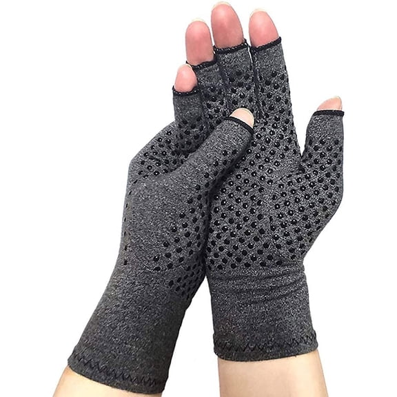 Compression Gloves with Grips Fingerless Compression Gloves for Women & Men Open Finger Gloves