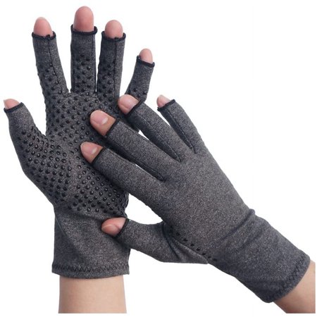Compression Arthritis Gloves - PROMEDIX -Active Arthritis Gloves for Relieve Joint Pain, Textured Open Finger Hand Gloves for Daily Work (Pressure Points, M)