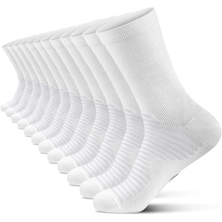 Compression Athletic Crew Socks (6 Pairs) for Men & Women