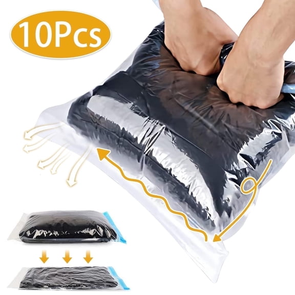 Vacuum Storage Bags 10 Pack No Vacuum Pump Needed Space Saver Bags - Storing Clothes, Jackets, Bedding and Travel Items