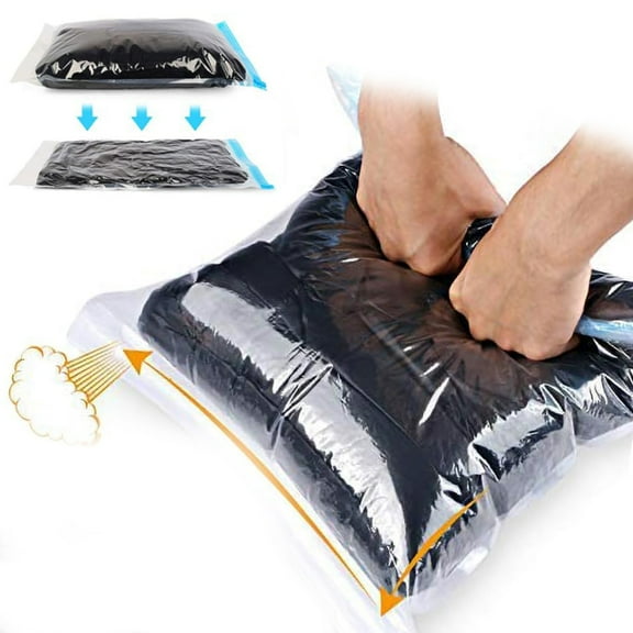 Compression Bags - Travel Essentials 12 Pack Space Saver No Vacuum or Pump Needed Storage Accessorie and Home Packing Organizers (transparent)