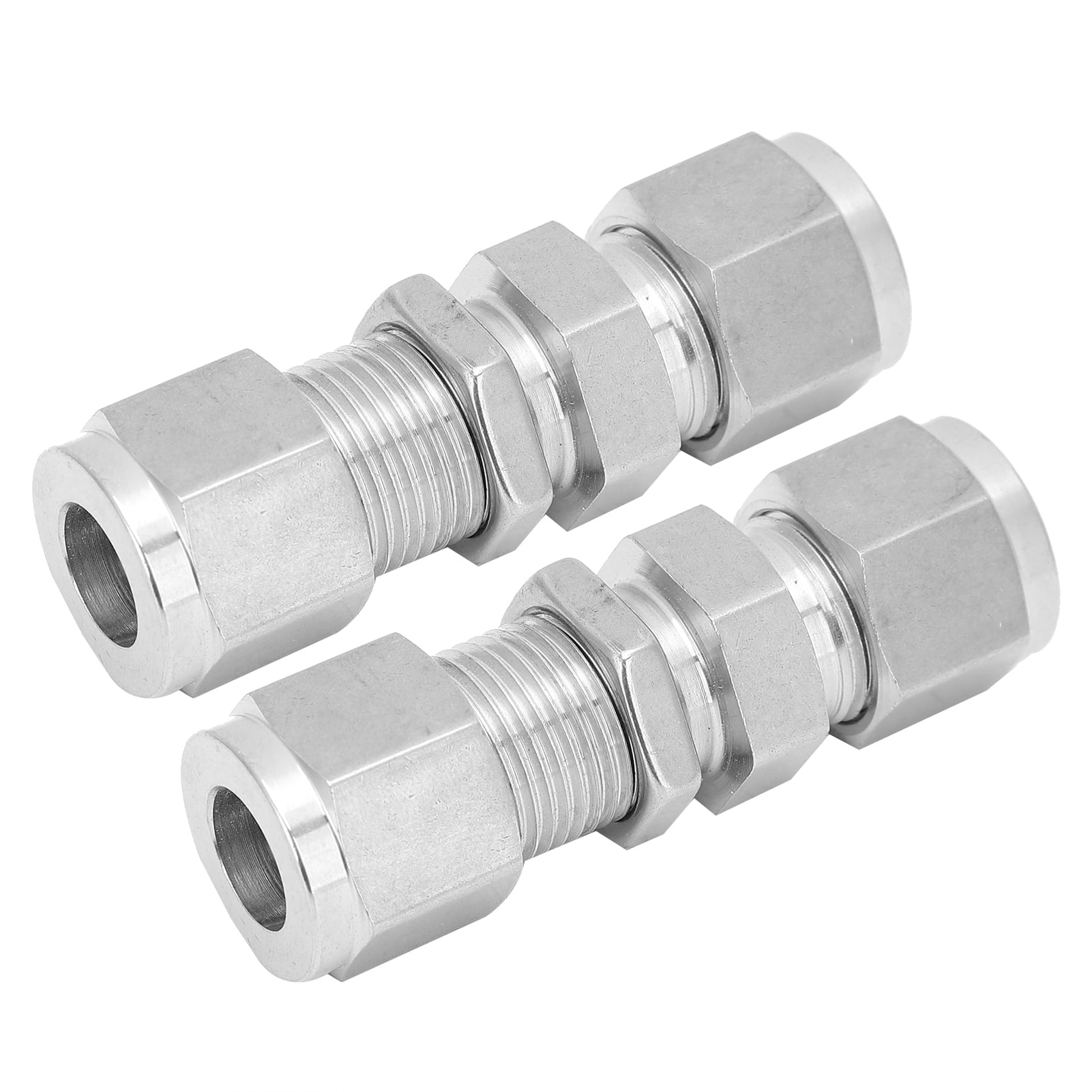 Compression Bulkhead,Fitting Bulkhead,2Pcs Compression Bulkhead 316 Stainless Steel Double