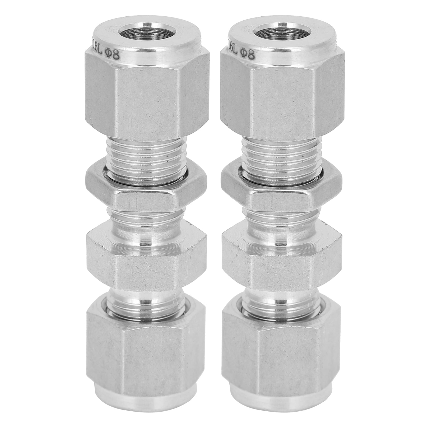 Compression Bulkhead,Fitting Bulkhead,2Pcs Compression Bulkhead 316 Stainless Steel Double