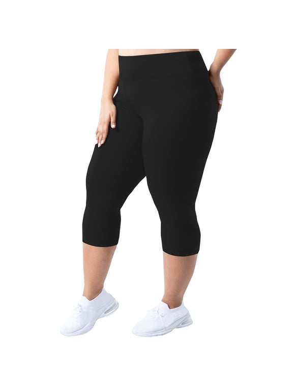 Compression Capri Leggings for Women Plus Size High Waisted Tummy Control No Front Seam Yoga Pants Butt Lifting Compression Leggings Black 2XL